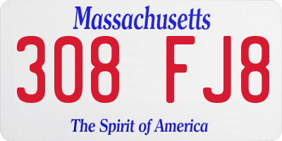 MA license plate 308FJ8
