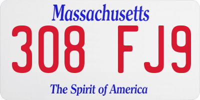 MA license plate 308FJ9