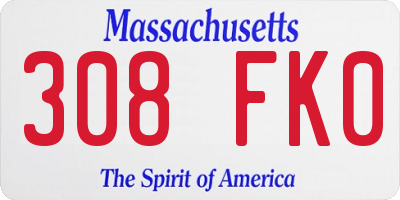 MA license plate 308FK0