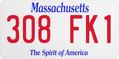 MA license plate 308FK1