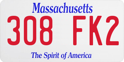 MA license plate 308FK2