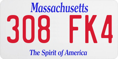 MA license plate 308FK4