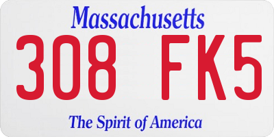 MA license plate 308FK5