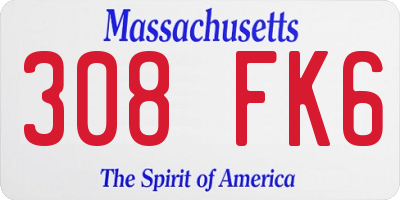 MA license plate 308FK6