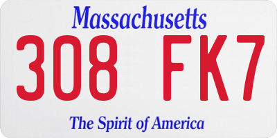 MA license plate 308FK7
