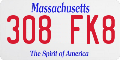 MA license plate 308FK8