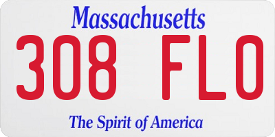MA license plate 308FL0