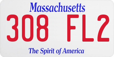 MA license plate 308FL2