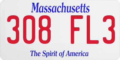 MA license plate 308FL3