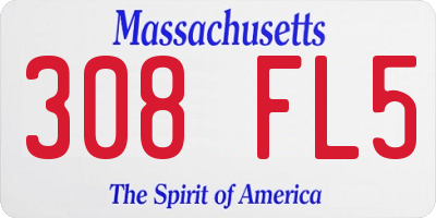 MA license plate 308FL5
