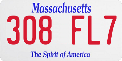 MA license plate 308FL7