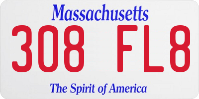 MA license plate 308FL8