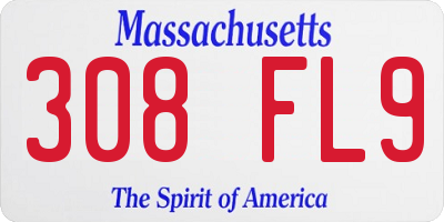 MA license plate 308FL9