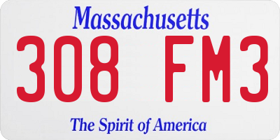 MA license plate 308FM3