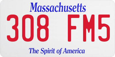 MA license plate 308FM5