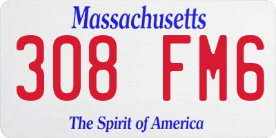MA license plate 308FM6