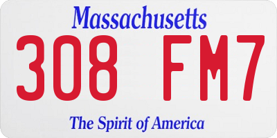 MA license plate 308FM7