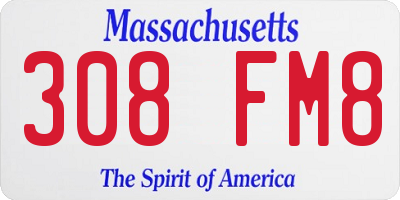 MA license plate 308FM8