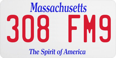 MA license plate 308FM9