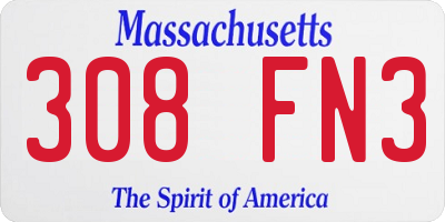MA license plate 308FN3