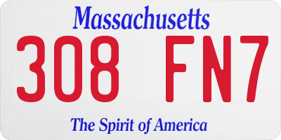 MA license plate 308FN7