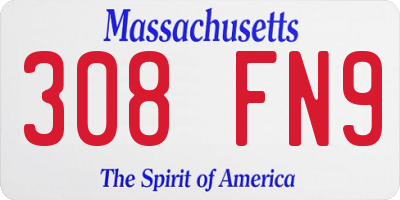 MA license plate 308FN9