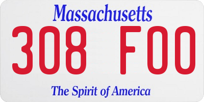 MA license plate 308FO0