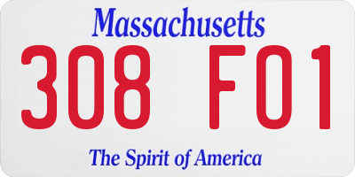 MA license plate 308FO1