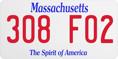 MA license plate 308FO2
