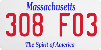 MA license plate 308FO3