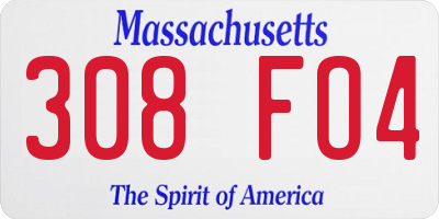 MA license plate 308FO4