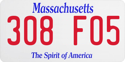 MA license plate 308FO5