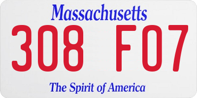 MA license plate 308FO7
