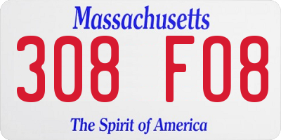 MA license plate 308FO8