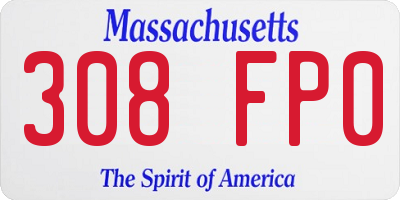MA license plate 308FP0