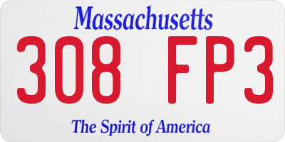 MA license plate 308FP3