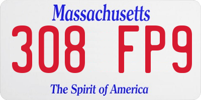 MA license plate 308FP9