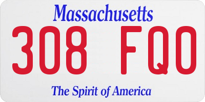 MA license plate 308FQ0