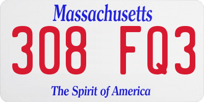 MA license plate 308FQ3