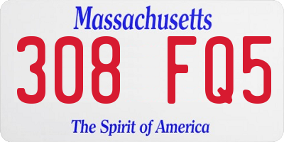 MA license plate 308FQ5
