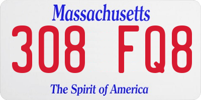 MA license plate 308FQ8