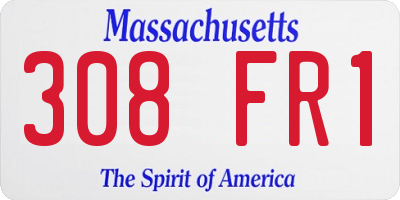 MA license plate 308FR1