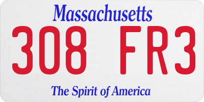 MA license plate 308FR3
