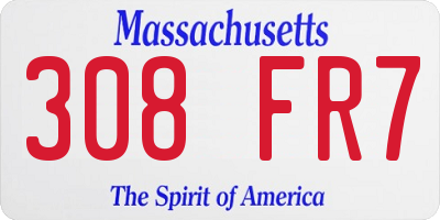 MA license plate 308FR7