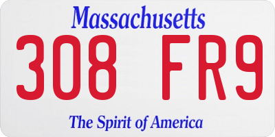 MA license plate 308FR9