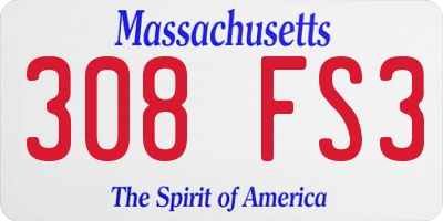 MA license plate 308FS3