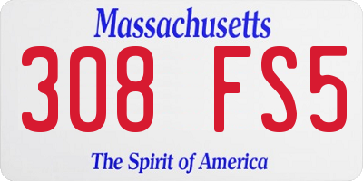 MA license plate 308FS5