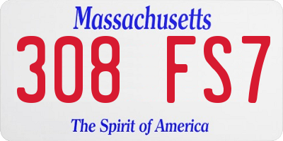MA license plate 308FS7
