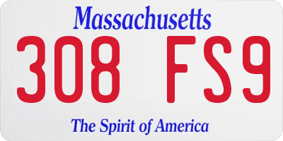 MA license plate 308FS9