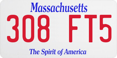 MA license plate 308FT5